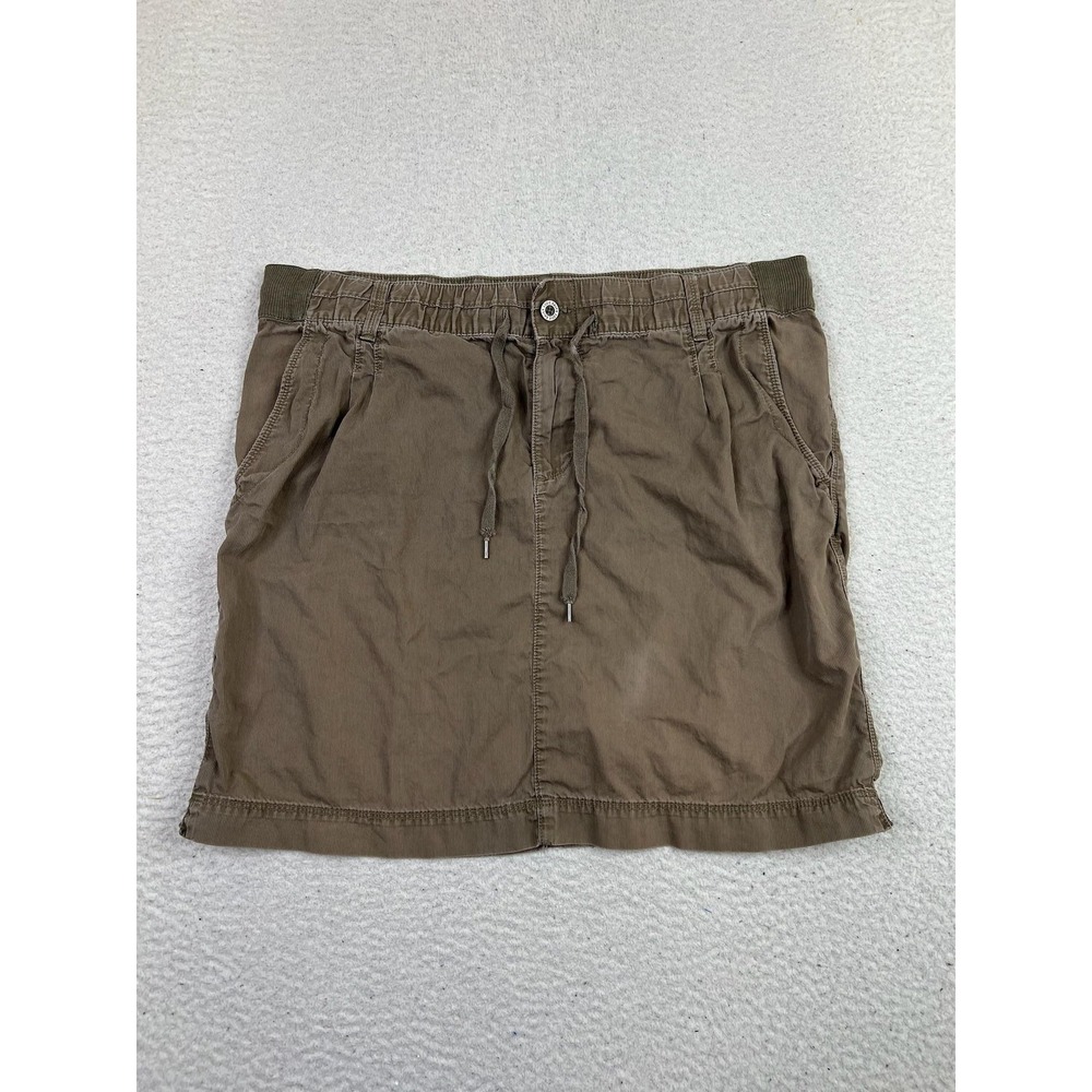 Eddie Bauer Skirt Womens 12 Brown Drawstring Utility Cotton Mini Pockets Zip Fly